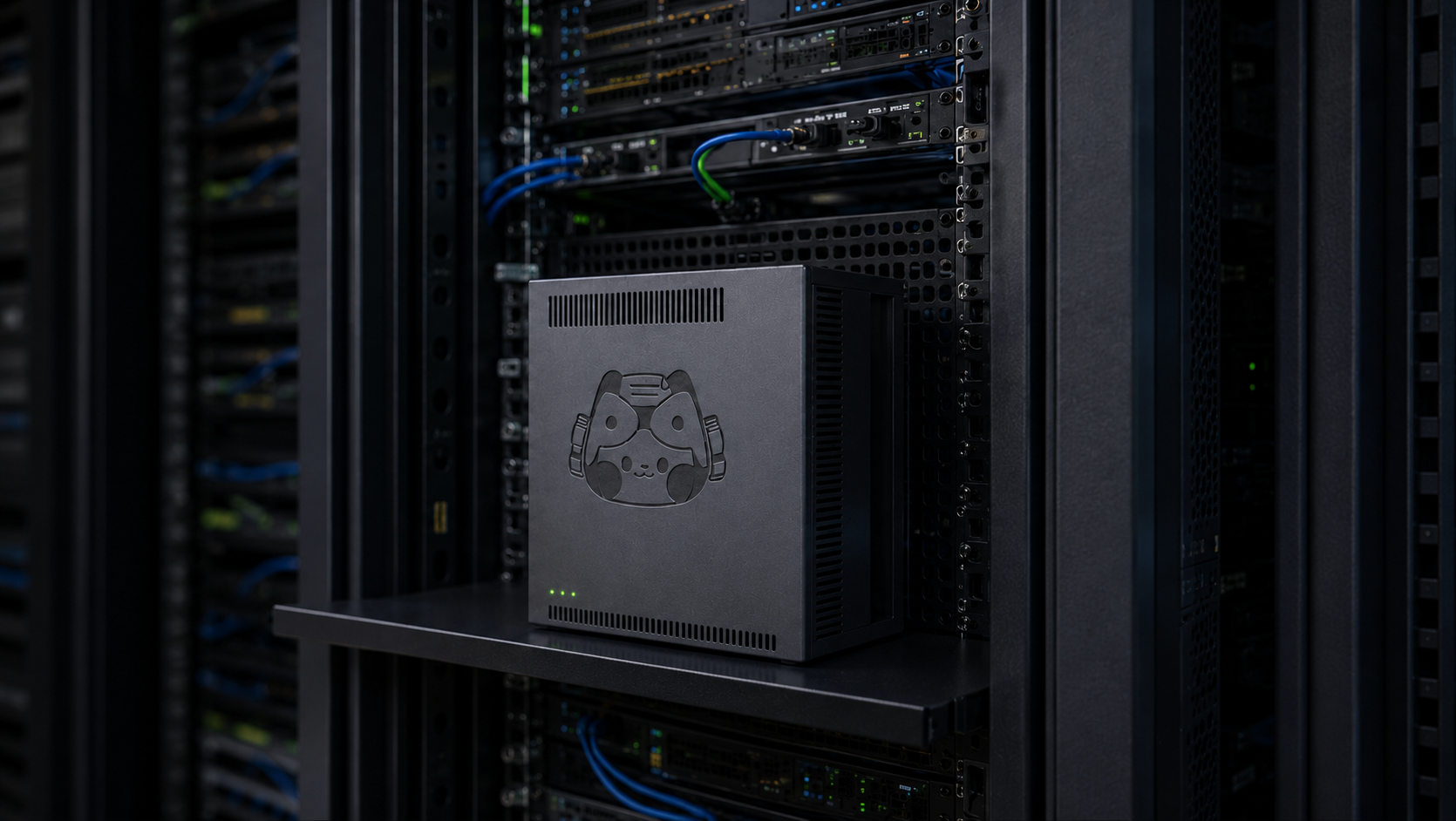 Plustek AI Box mounted in a server rack